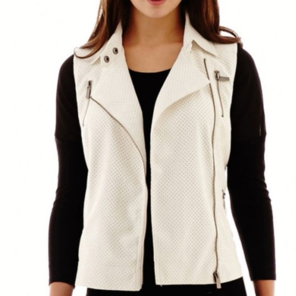 i jeans by Buffalo Faux-Leather Moto Vest Size M